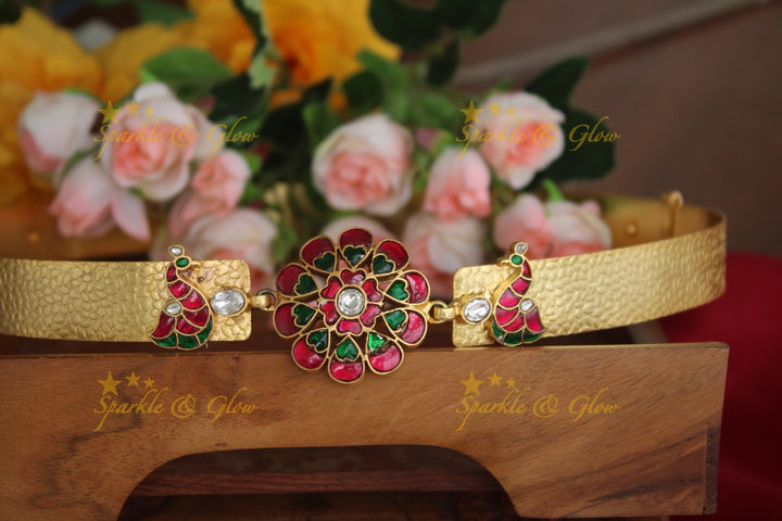 Gold alike Jadau Kundan floral Hipbel