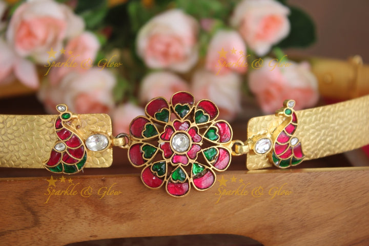 Gold alike Jadau Kundan floral Hipbel