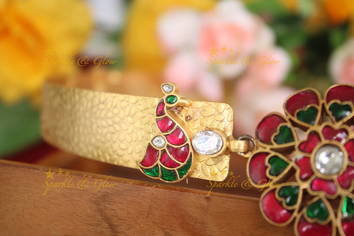Gold alike Jadau Kundan floral Hipbel