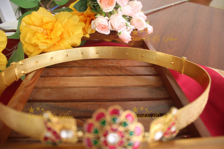 Gold alike Jadau Kundan floral Hipbel