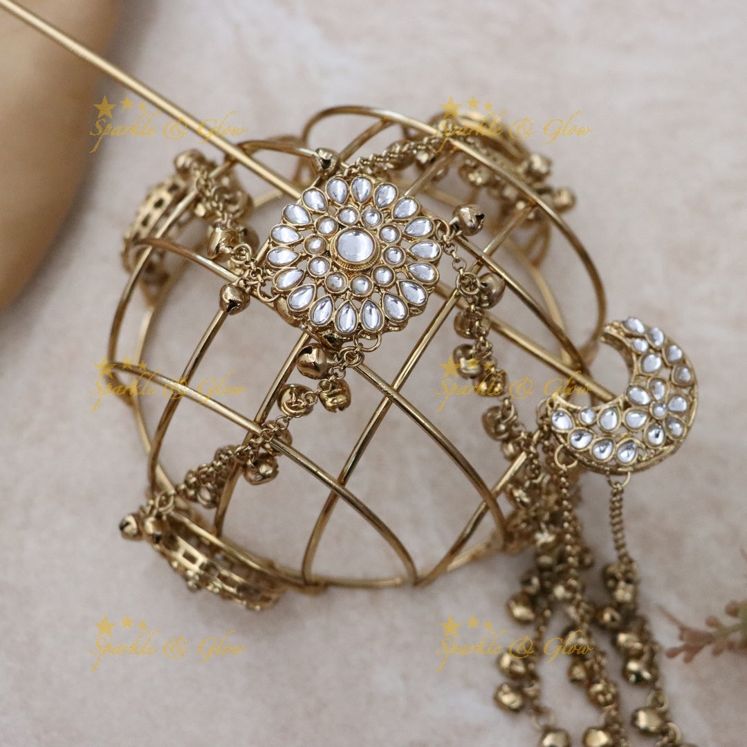 Exquisite Gold Hair Bun Jewel for Weddings & Festive Events