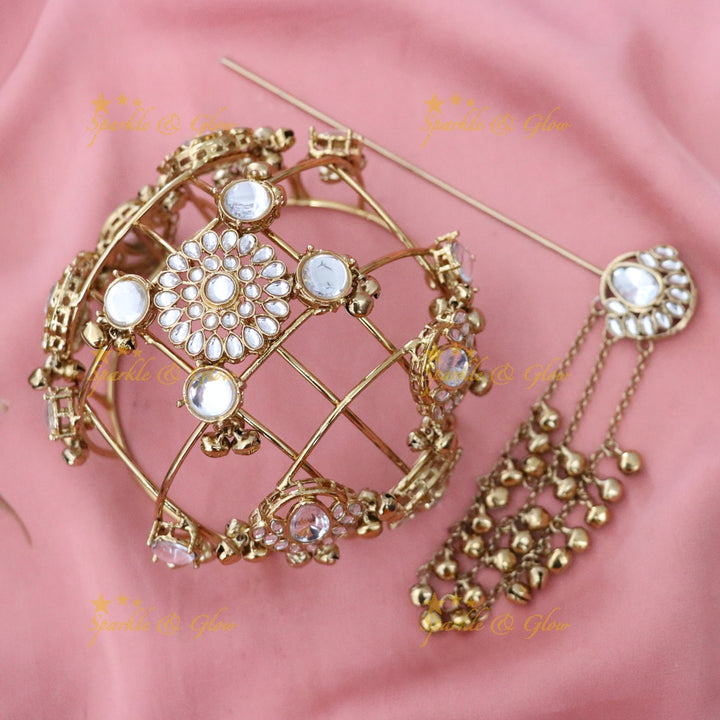 Exquisite Gold Hair Bun for Weddings & Festivities