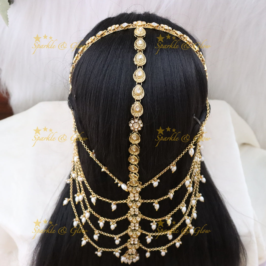 Radiant Gold-Plated Bridal Hair Chain - Perfect for Weddings