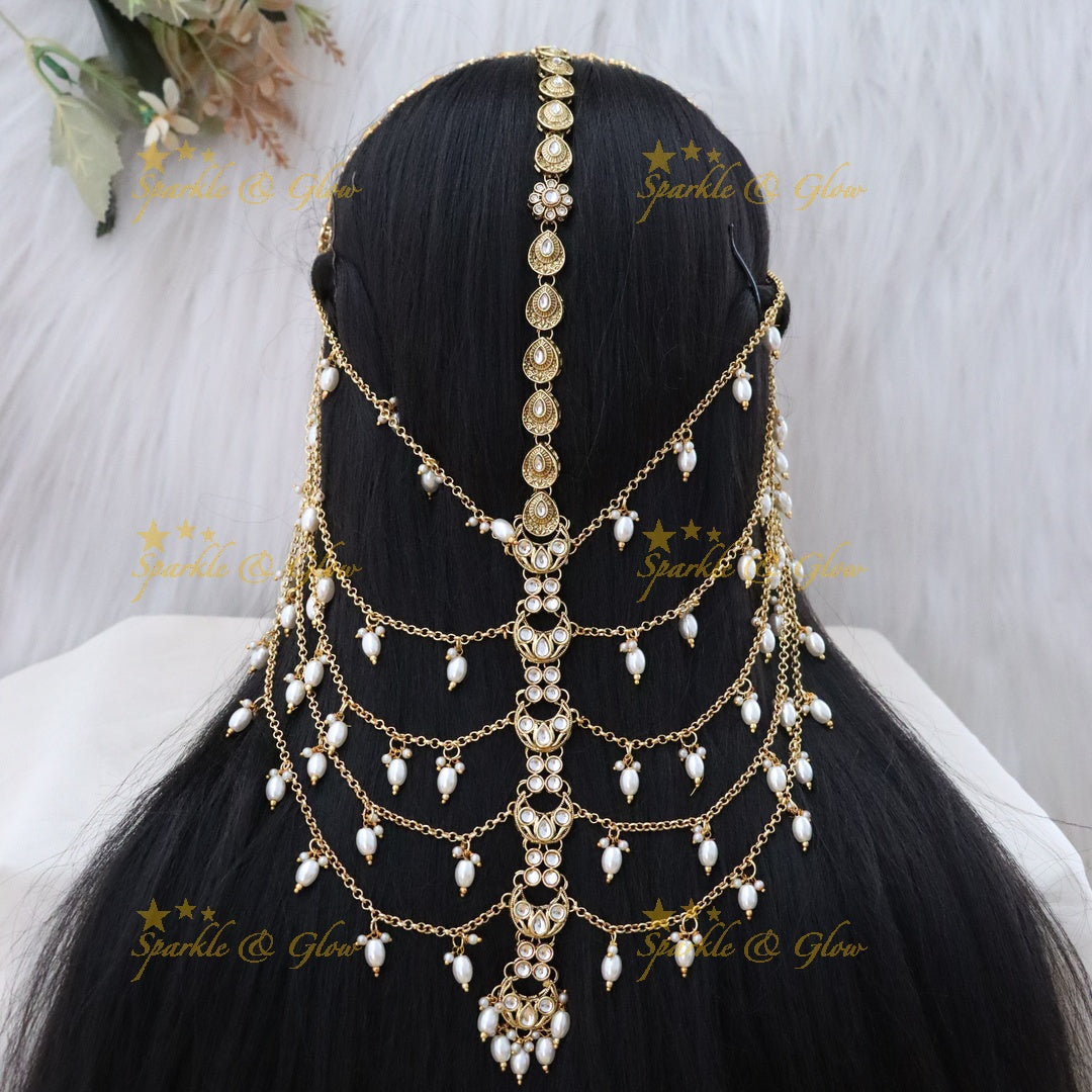 Radiant Gold-Plated Bridal Hair Chain - Perfect for Weddings