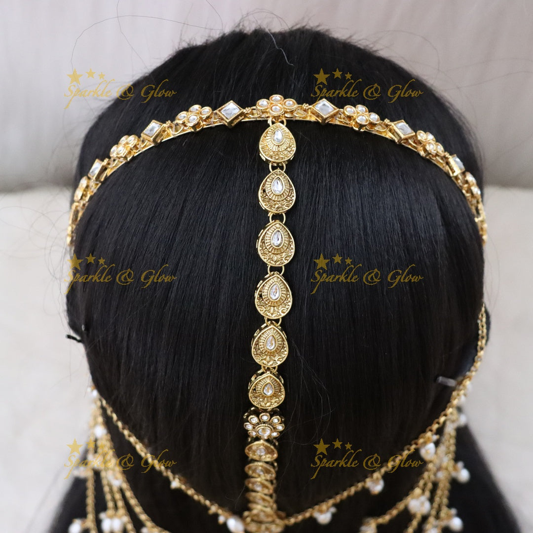 Radiant Gold-Plated Bridal Hair Chain - Perfect for Weddings