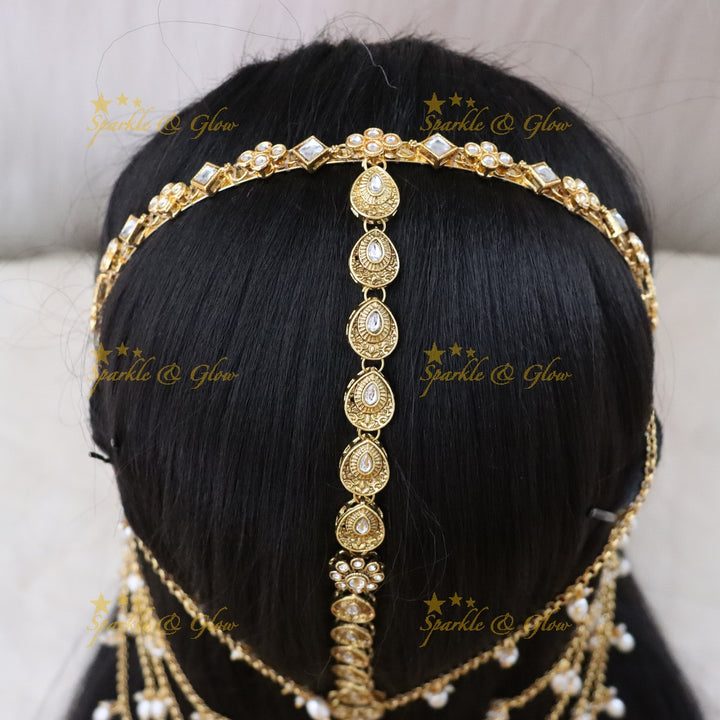 Radiant Gold-Plated Bridal Hair Chain - Perfect for Weddings