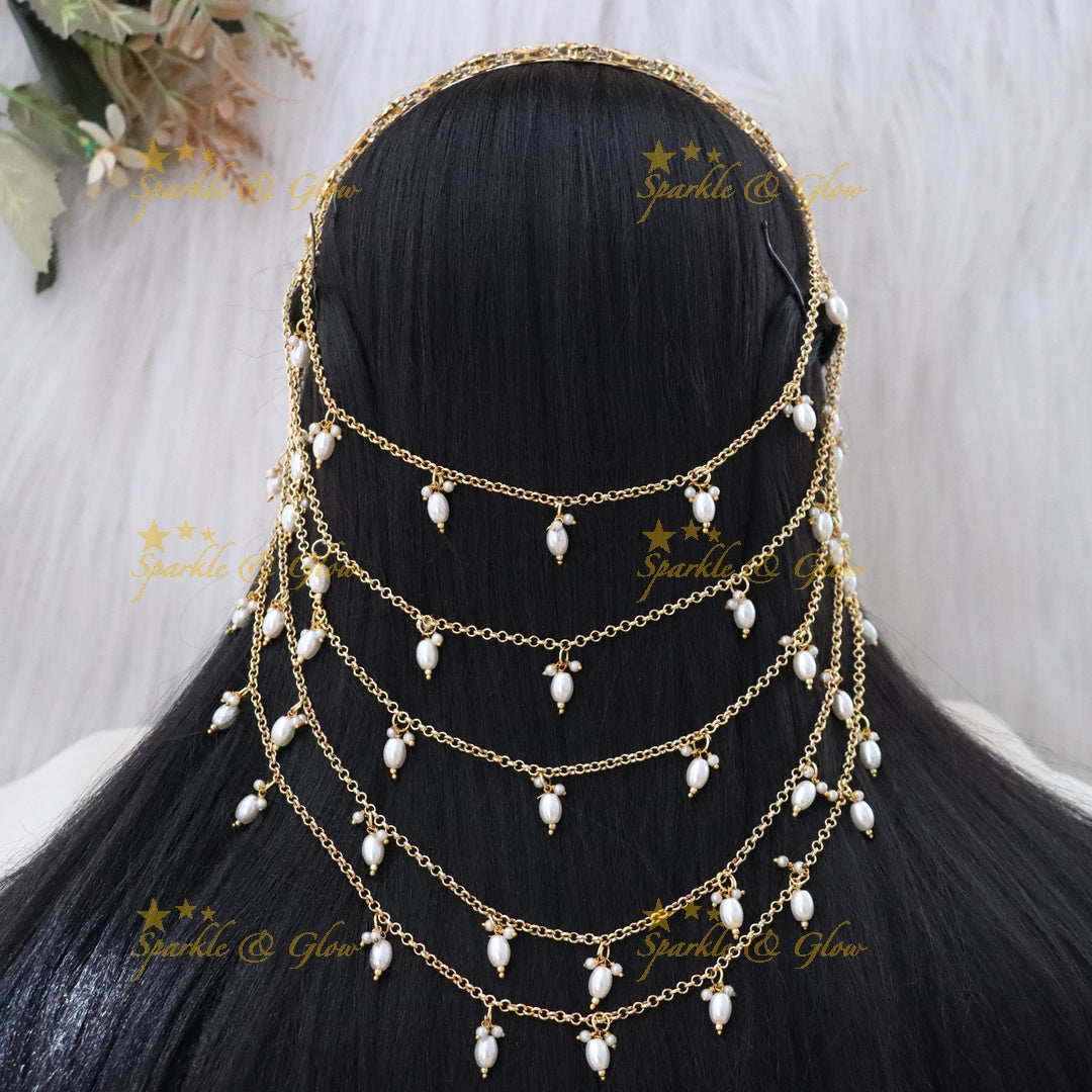Elegant Pearl & Bridal Hair Chain - Perfect Wedding Accessory