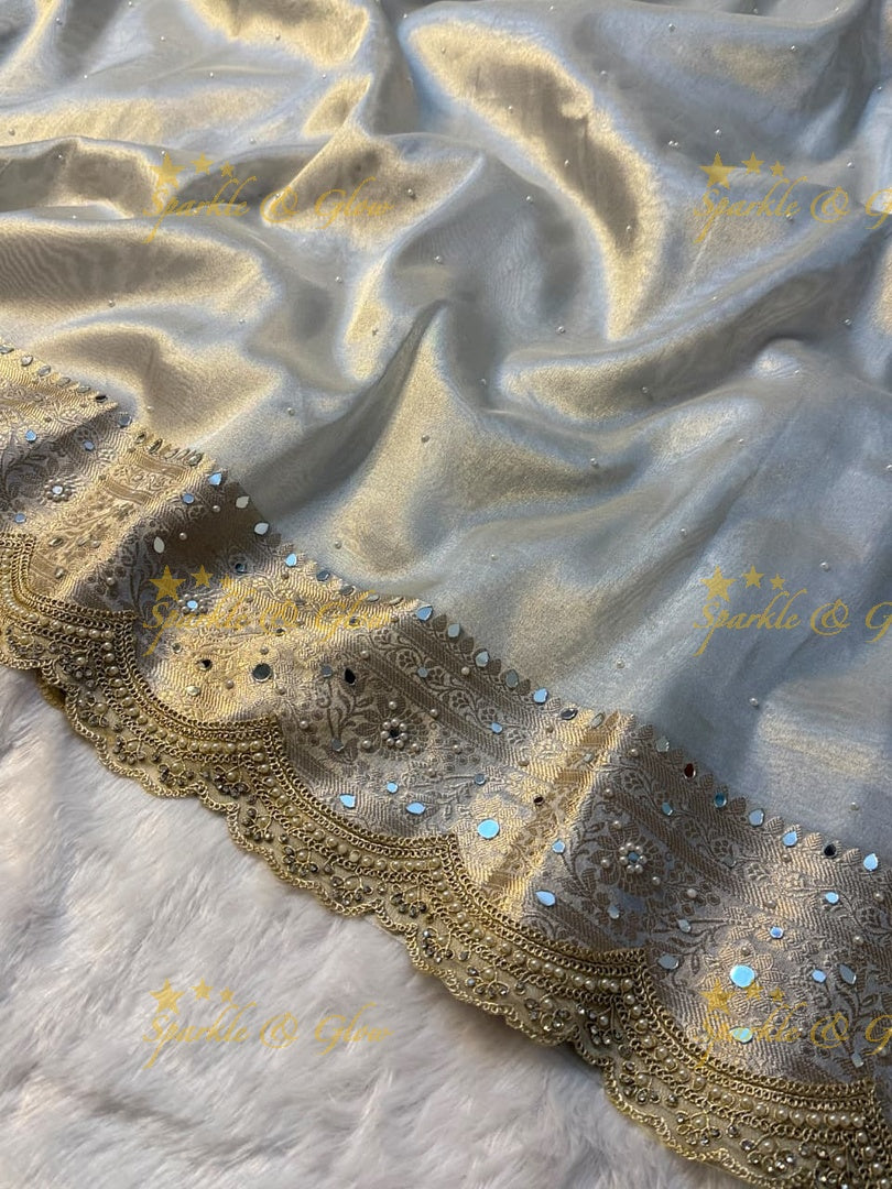 Luxury Banarasi Saree with Mirror Work - Perfect for Weddings