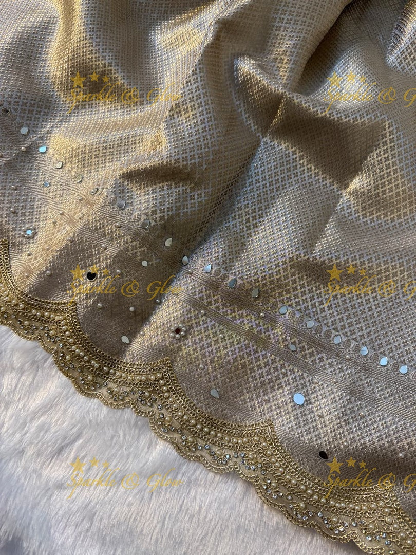 Luxury Banarasi Saree with Mirror Work - Perfect for Weddings