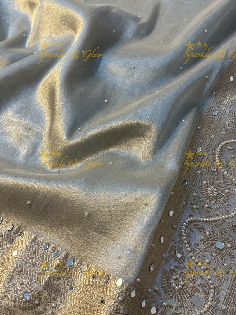 Luxury Banarasi Saree with Mirror Work - Perfect for Weddings