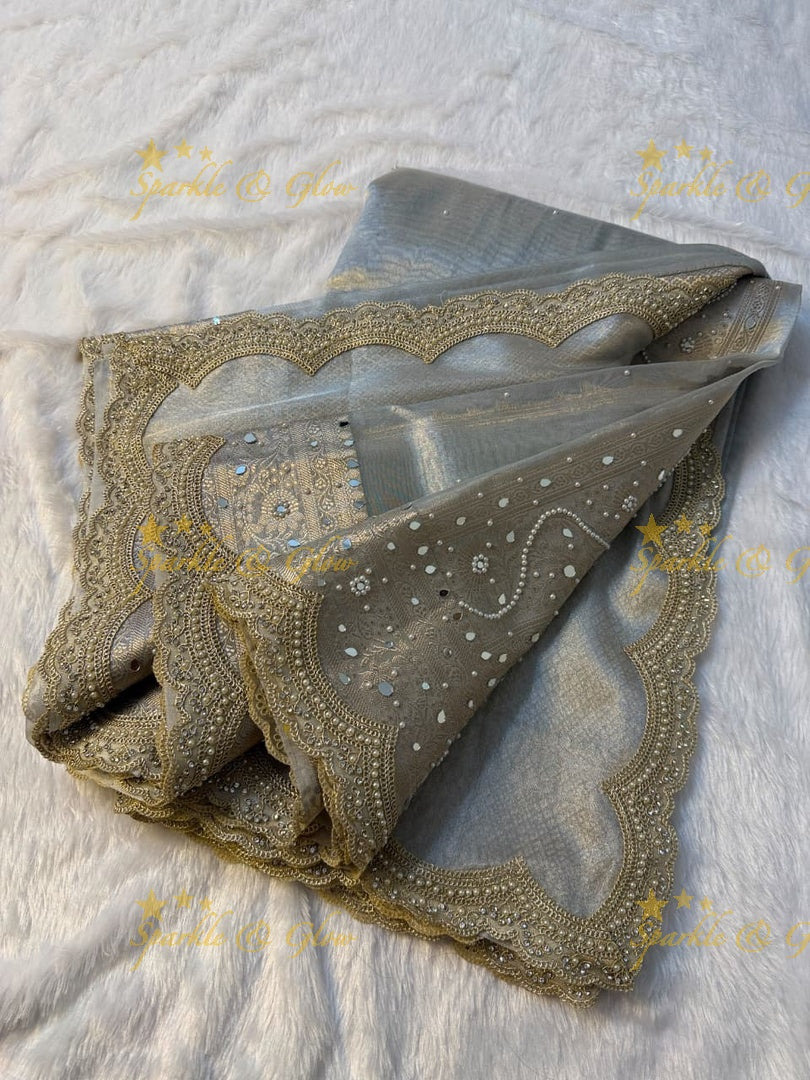 Luxury Banarasi Saree with Mirror Work - Perfect for Weddings