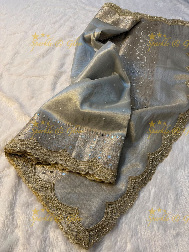Luxury Banarasi Saree with Mirror Work - Perfect for Weddings