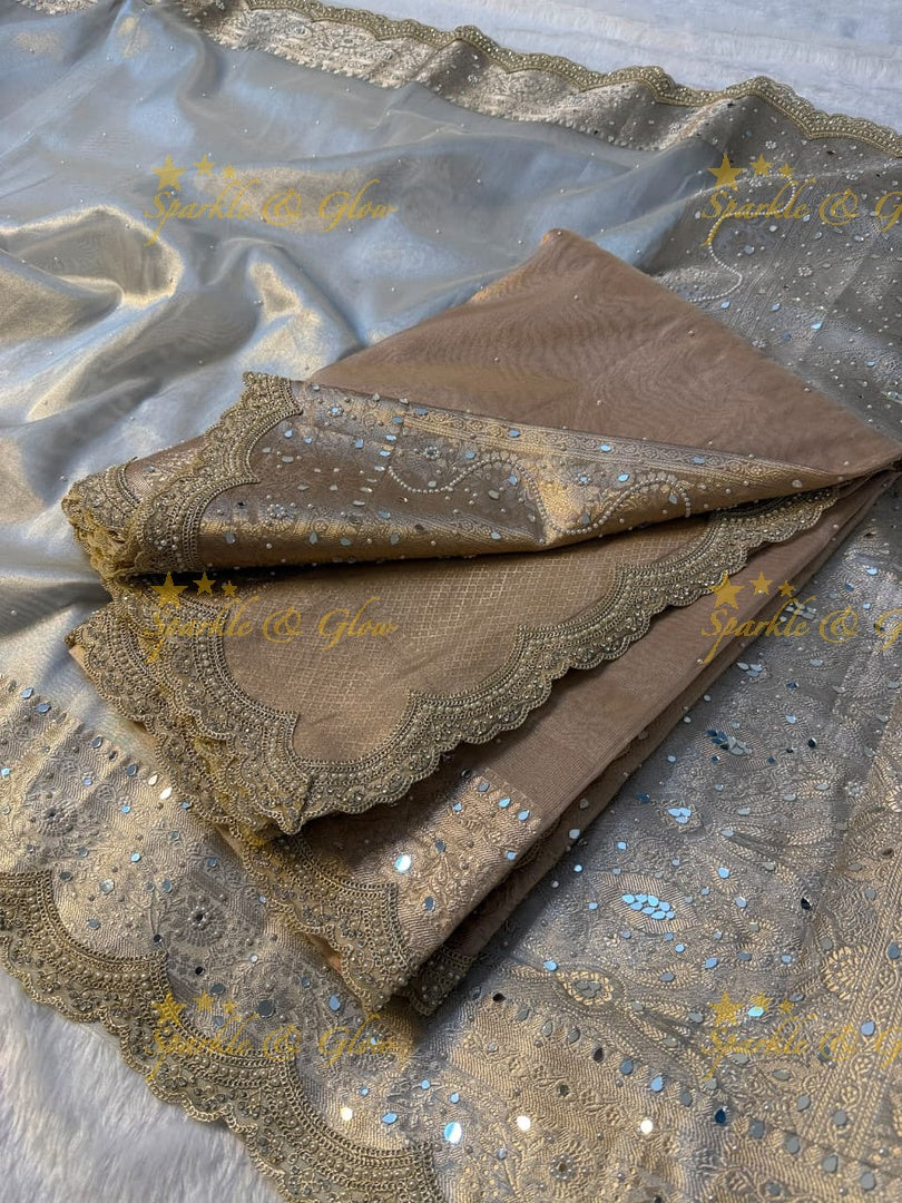 Luxury Banarasi Saree with Mirror Work - Perfect for Weddings
