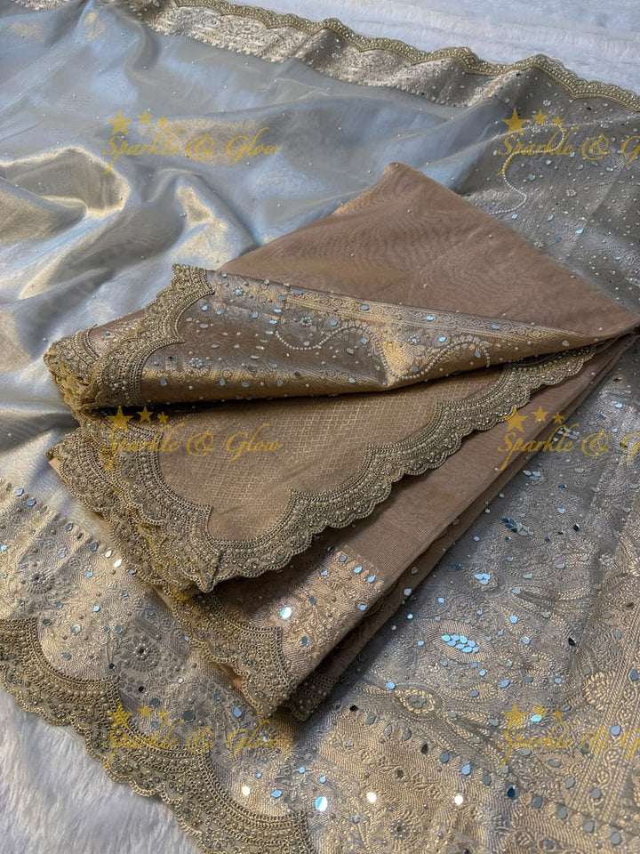 Luxury Banarasi Saree with Mirror Work - Perfect for Weddings