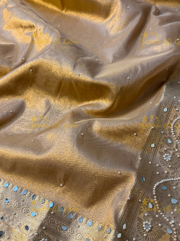 Luxury Banarasi Saree with Mirror Work - Perfect for Weddings