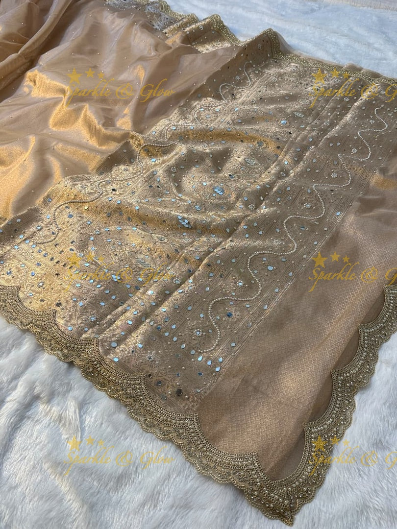 Luxury Banarasi Saree with Mirror Work - Perfect for Weddings