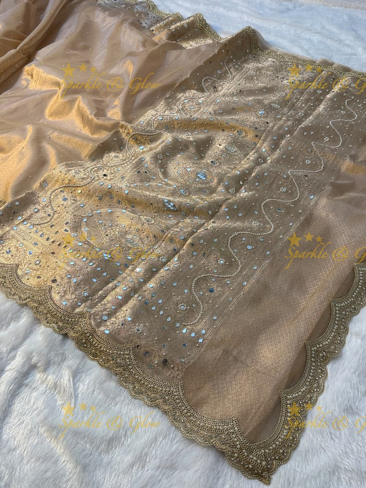 Luxury Banarasi Saree with Mirror Work - Perfect for Weddings