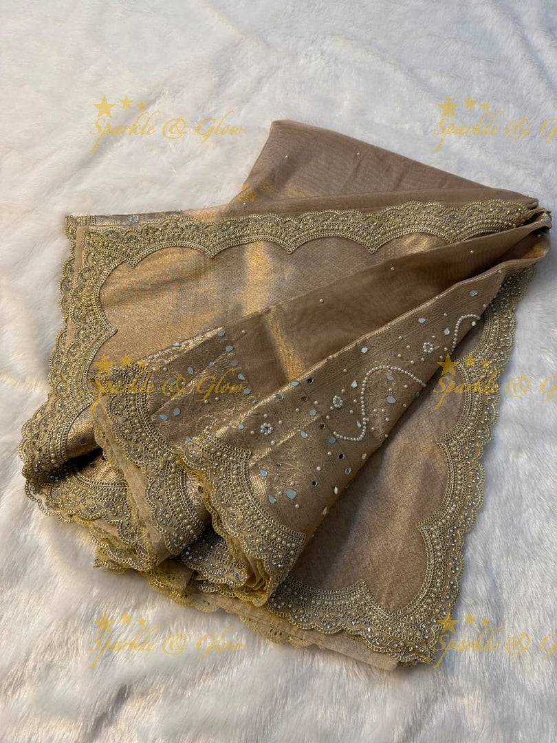 Luxury Banarasi Saree with Mirror Work - Perfect for Weddings