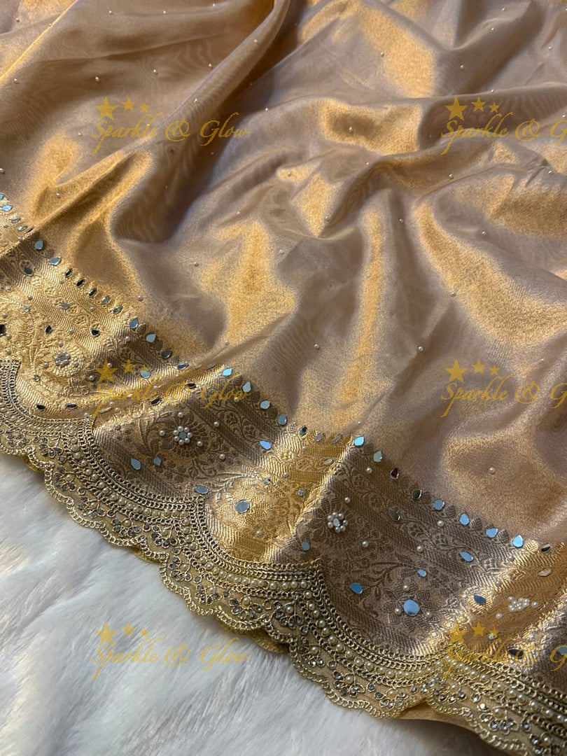 Luxury Banarasi Saree with Mirror Work - Perfect for Weddings