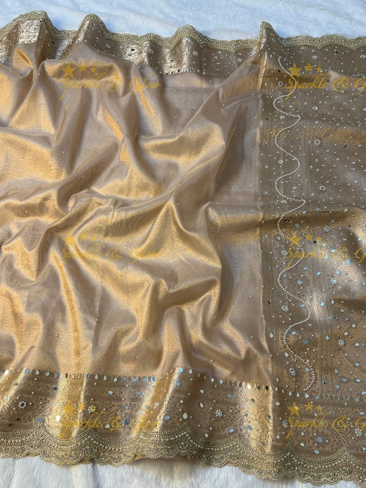 Luxury Banarasi Saree with Mirror Work - Perfect for Weddings