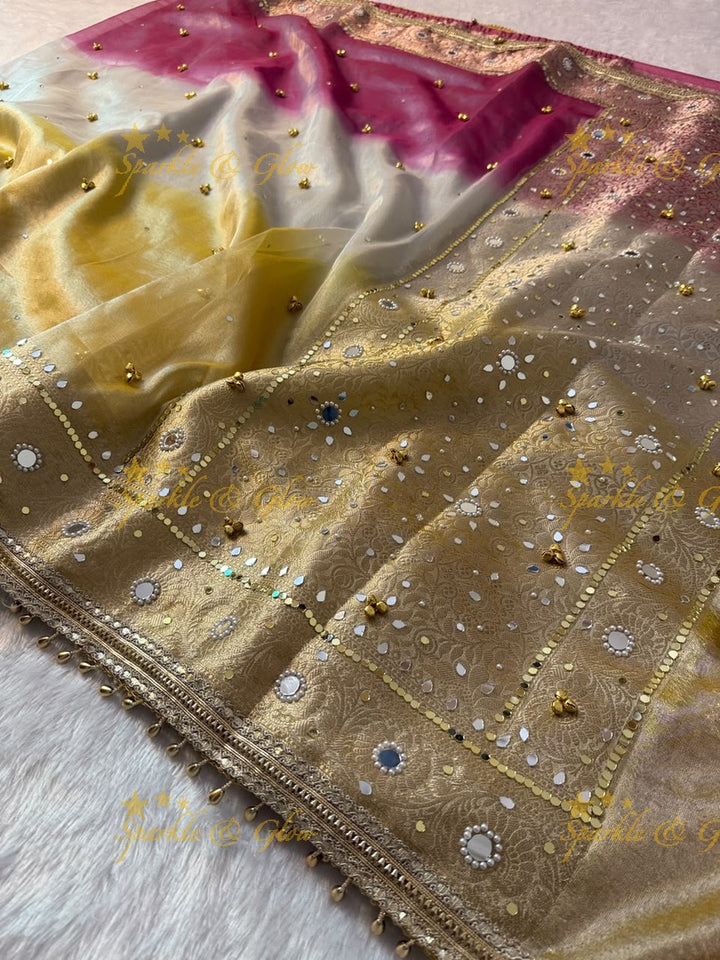 Luxurious Banarasi Saree with Ghungroo Charm