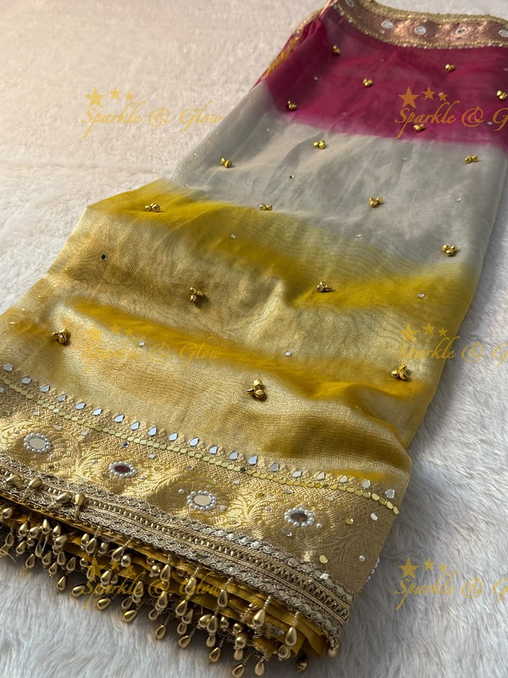 Luxurious Banarasi Saree with Ghungroo Charm