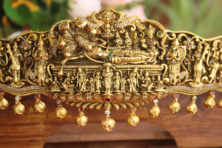 Gold alike antique Vishnu hipbelt