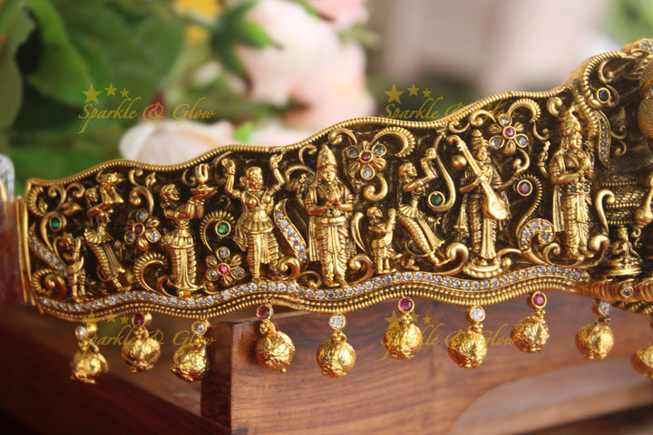 Gold alike antique Vishnu hipbelt