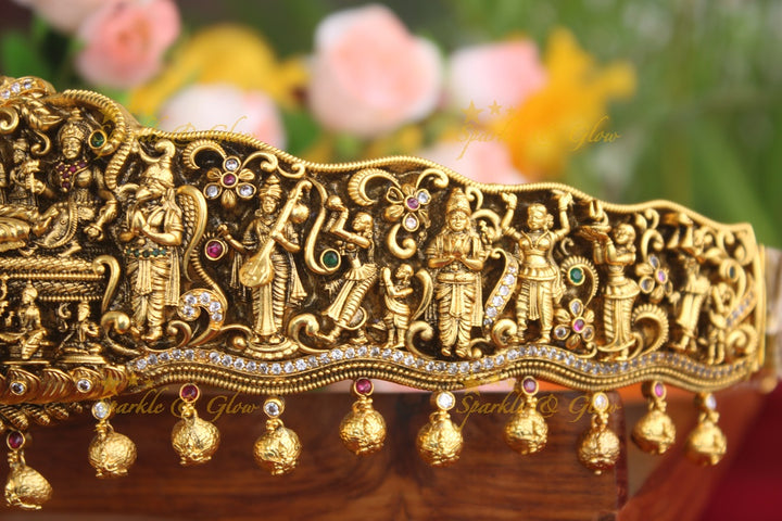 Gold alike antique Vishnu hipbelt