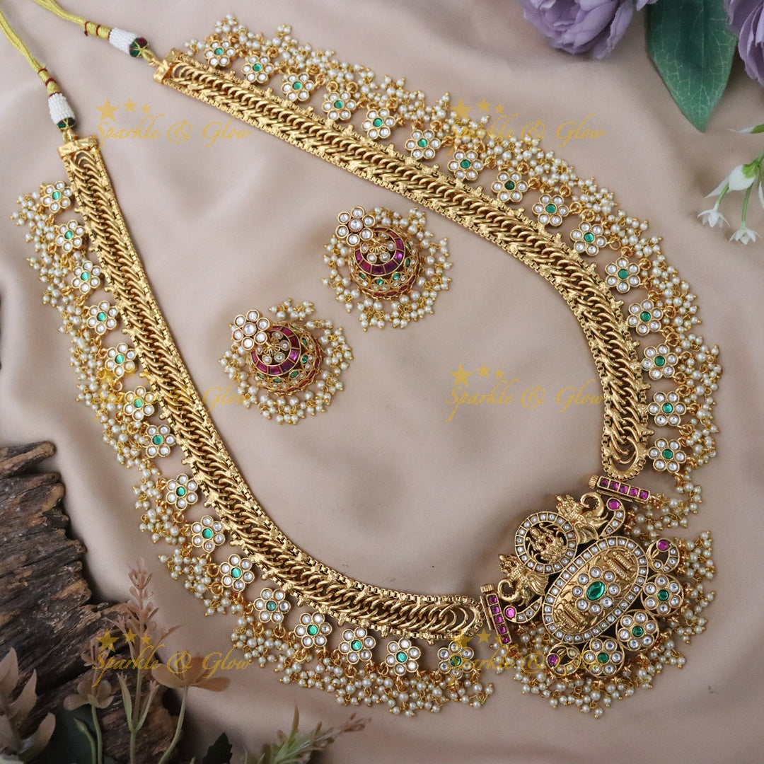 Exquisite Temple Style Gold Necklace Set for Weddings