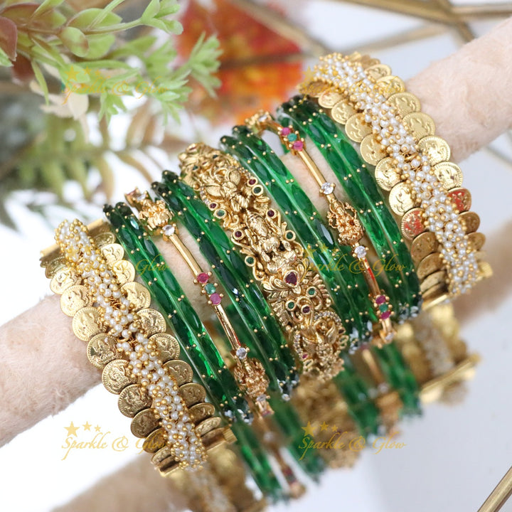 Exquisite Lakshmi Coin Temple Bridal Bangles Set