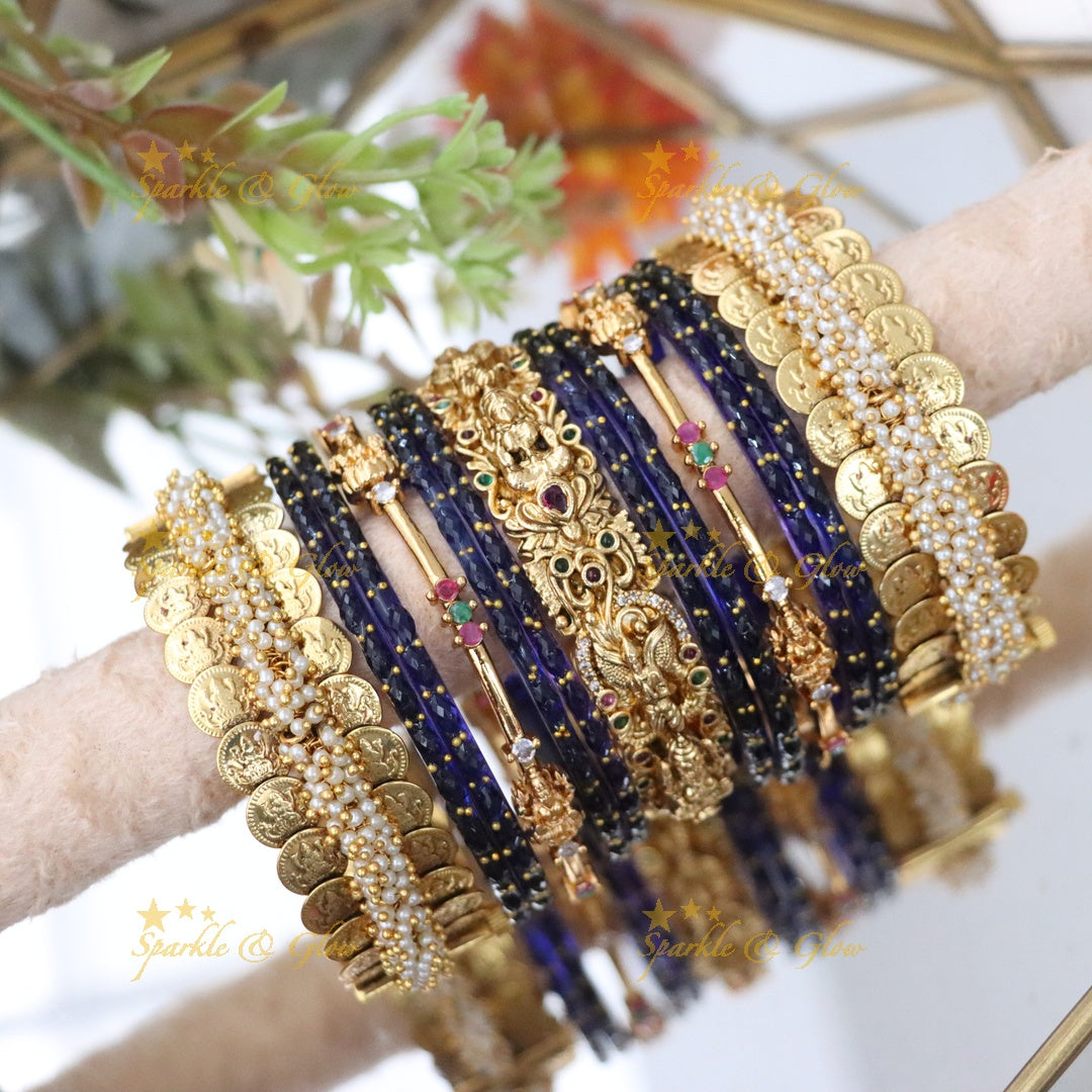 Exquisite Lakshmi Coin Temple Bridal Bangles Set
