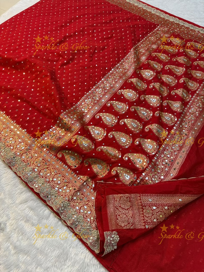 Exquisite Red Banarasi Wedding Saree & Blouse – New Arrival