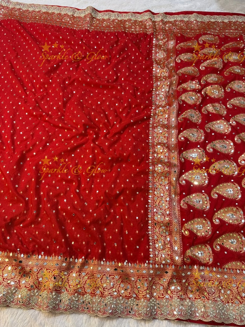 Exquisite Red Banarasi Wedding Saree & Blouse – New Arrival