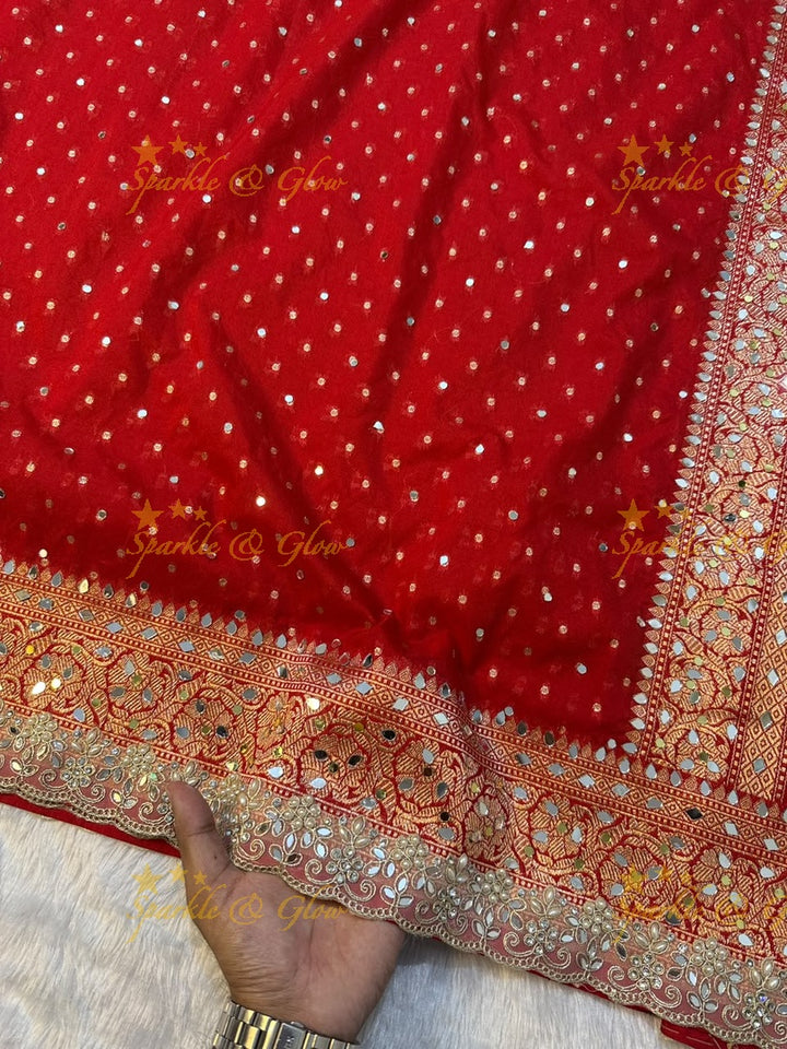 Exquisite Red Banarasi Wedding Saree & Blouse – New Arrival