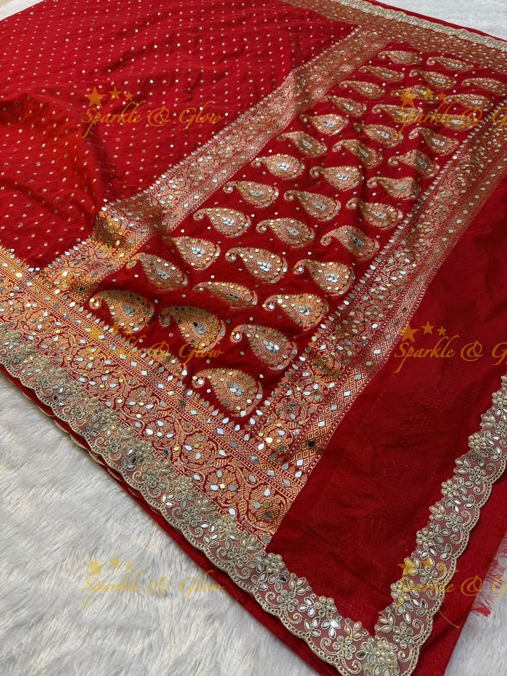 Exquisite Red Banarasi Wedding Saree & Blouse – New Arrival