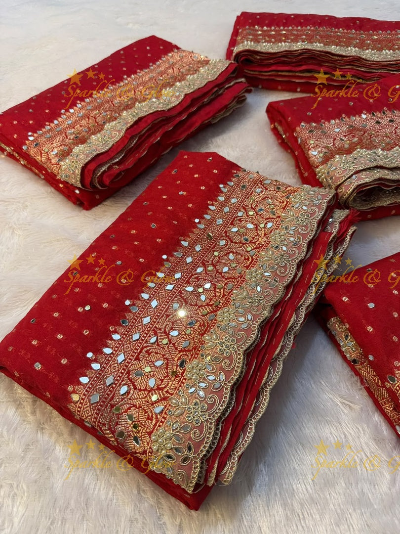 Exquisite Red Banarasi Wedding Saree & Blouse – New Arrival