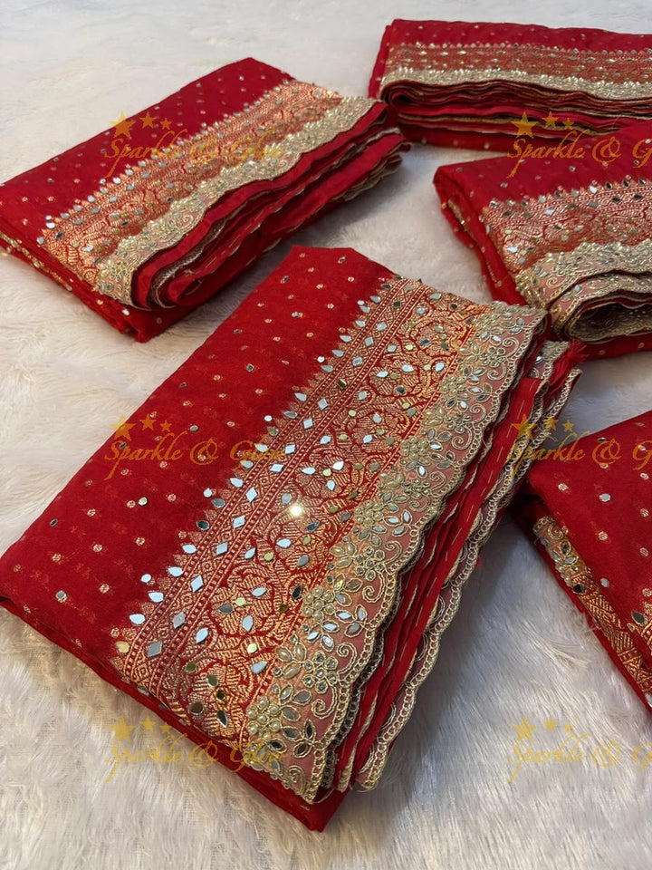 Exquisite Red Banarasi Wedding Saree & Blouse – New Arrival