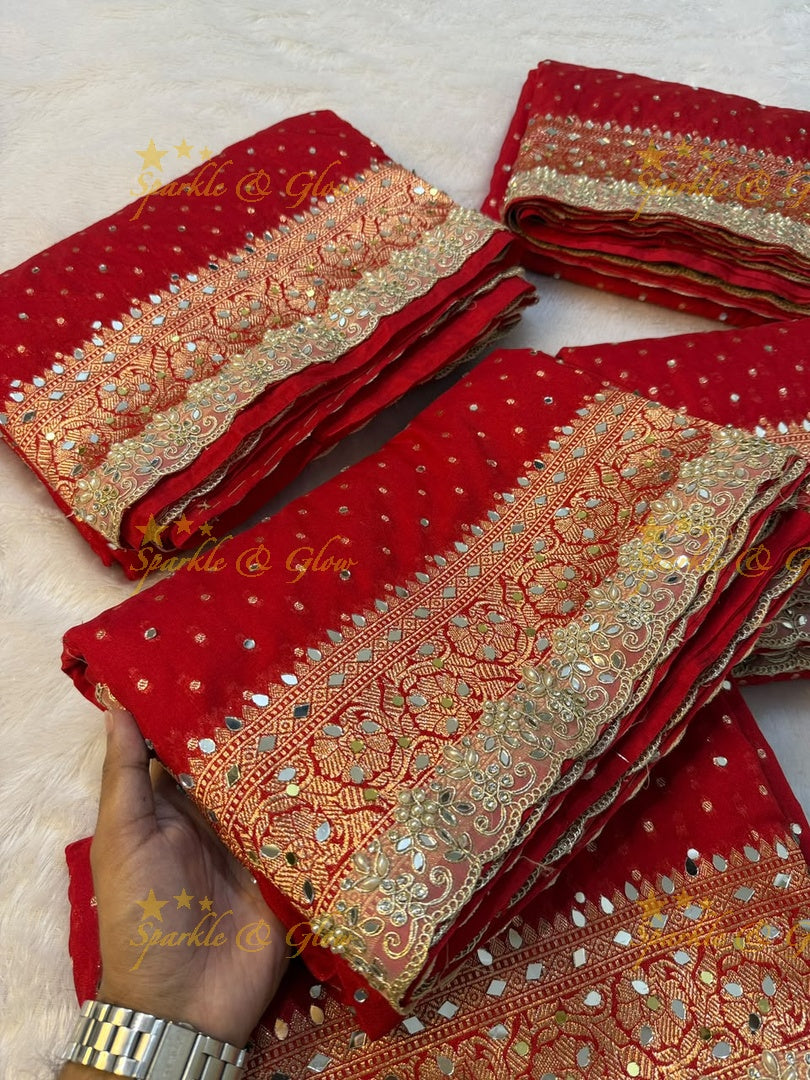 Exquisite Red Banarasi Wedding Saree & Blouse – New Arrival