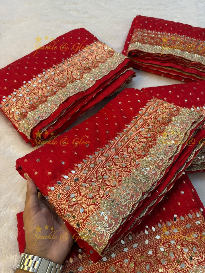 Exquisite Red Banarasi Wedding Saree & Blouse – New Arrival