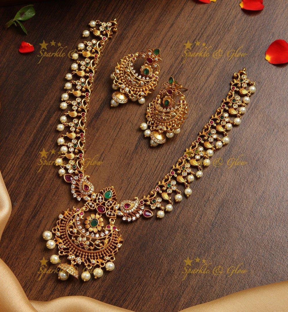 Premium Matte CZ non idol neckpiece - Sparkle and Glow