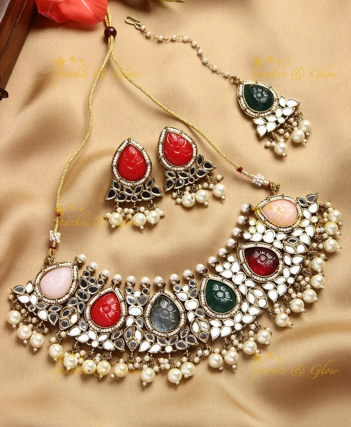 Statement Mirror necklace - Blue - Sparkle and Glow