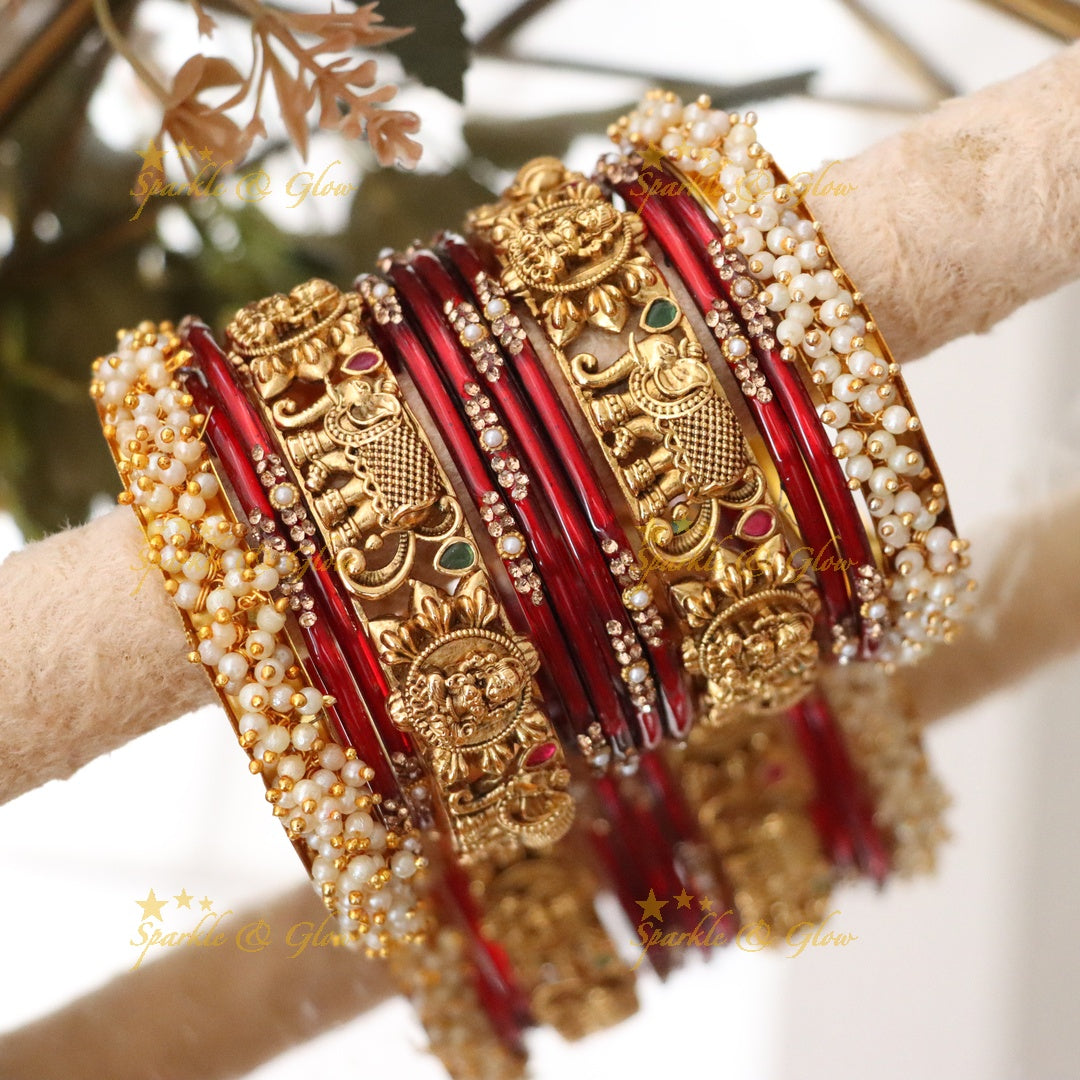 Green Lakshmi Elephant Bridal Bangle Set