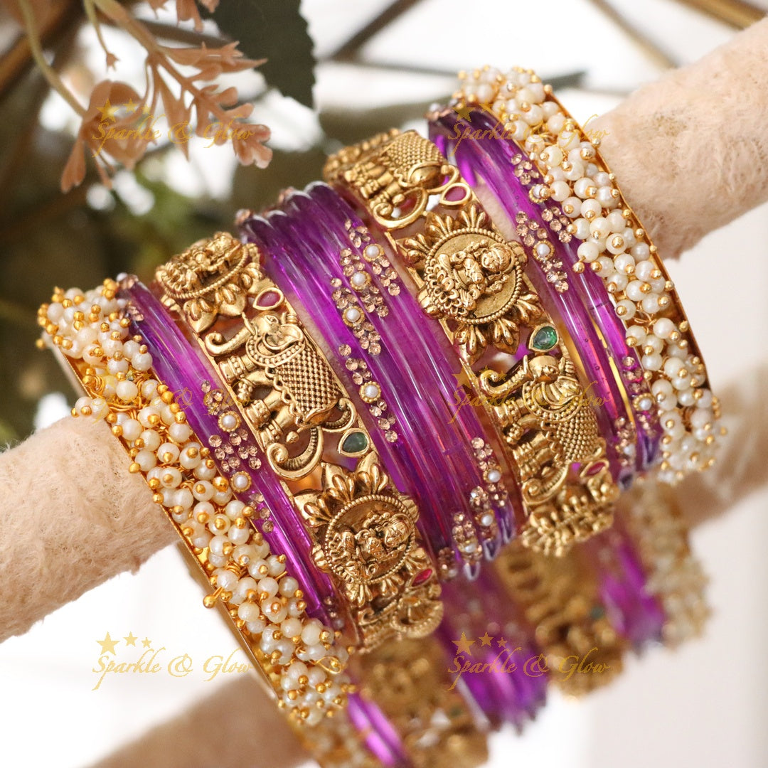 Green Lakshmi Elephant Bridal Bangle Set