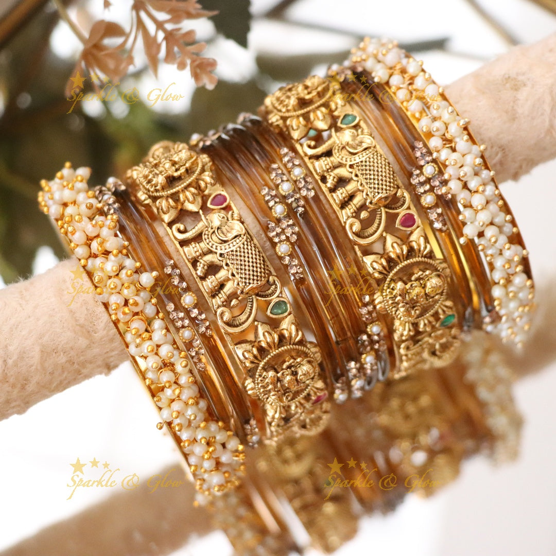 Green Lakshmi Elephant Bridal Bangle Set