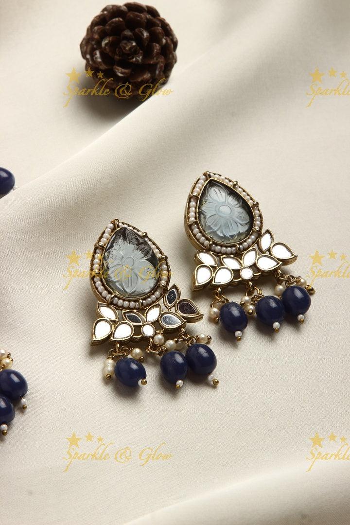 Statement Mirror necklace - Blue - Sparkle and Glow