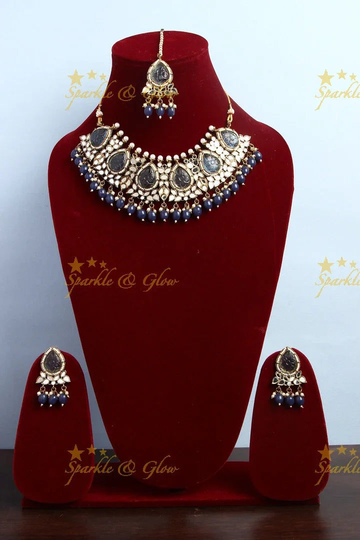 Statement Mirror necklace - Blue - Sparkle and Glow
