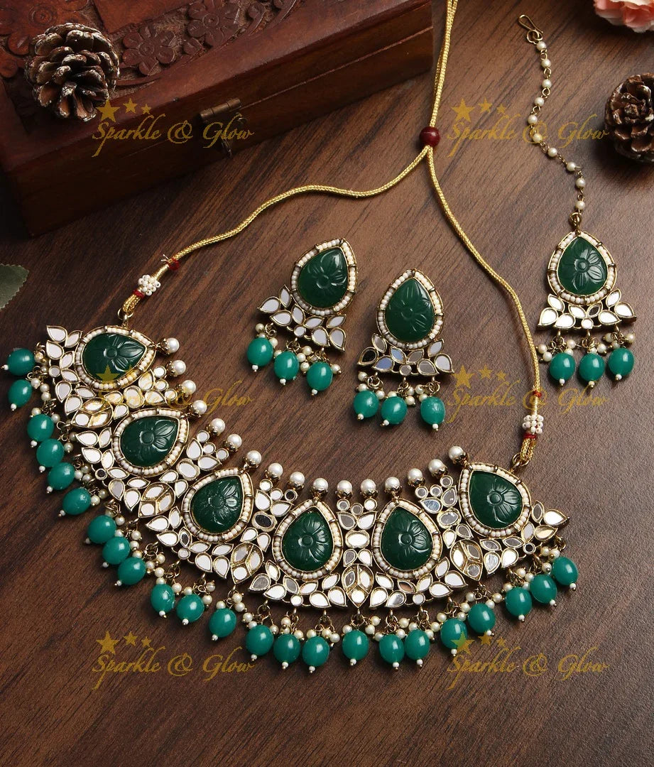 Statement Mirror necklace - Blue - Sparkle and Glow
