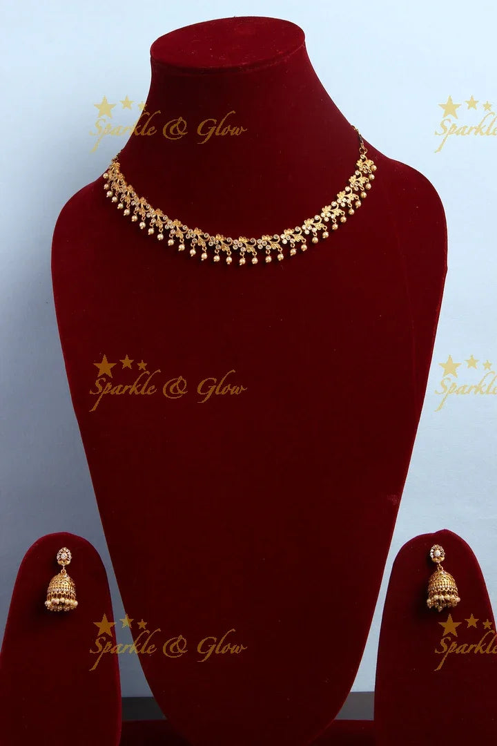 Premium Matte CZ non idol neckpiece - White - Sparkle and Glow