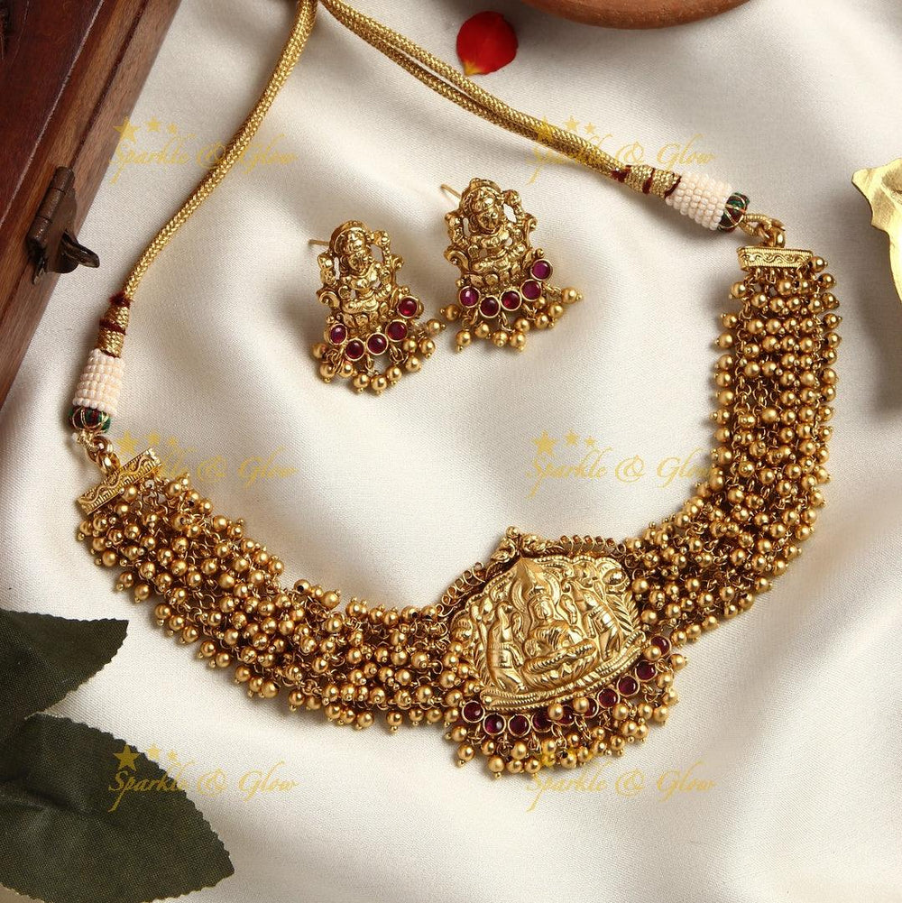 Gold alike Nagas cluster beads high neck choker - Pearl - Sparkle and Glow